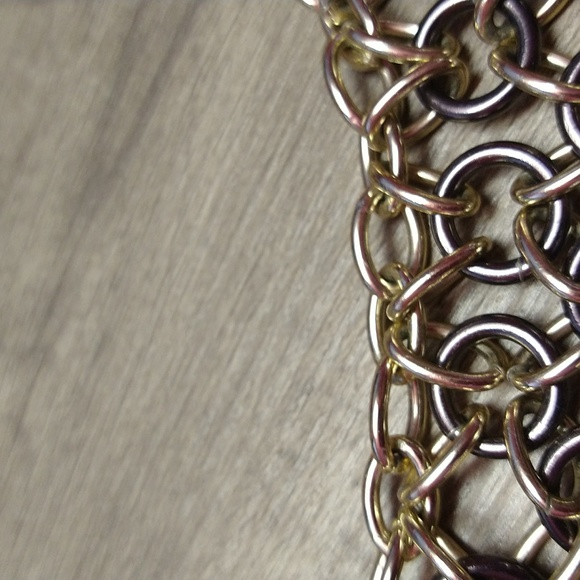 Statement Black and Goldtone Chainlink Necklace - Picture 3 of 5